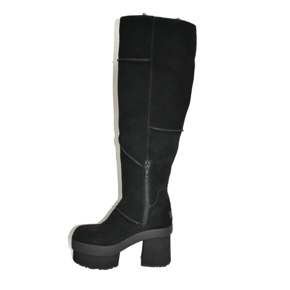 New! UGG Sz 9.5 New Heights Platform Xtra Tall Black Suede Boots 1157911 DD456B - Picture 1 of 6